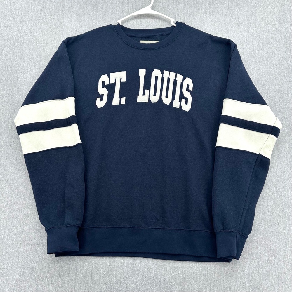 St. Louis Varsity Crewneck Mens XL Navy Striped New York Popular Sweatshirt